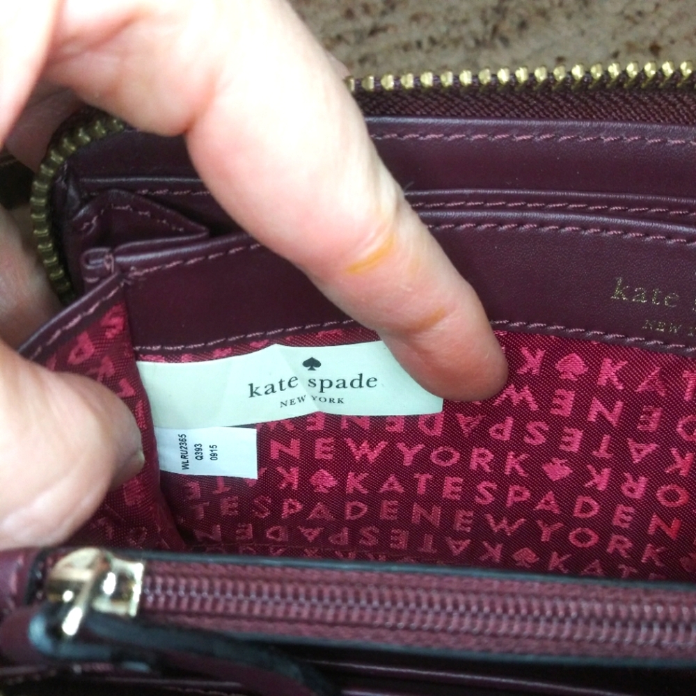 Kate Spade New York Bixby Place Burgundy Patent Leather Zip-Around Wallet - Picture 8 of 11